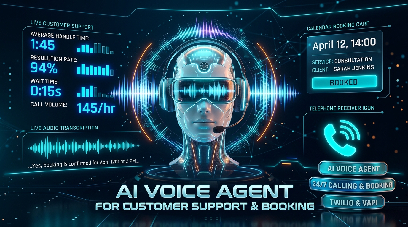 I will build an AI voice agent for customer support, appointment booking or lead qualification