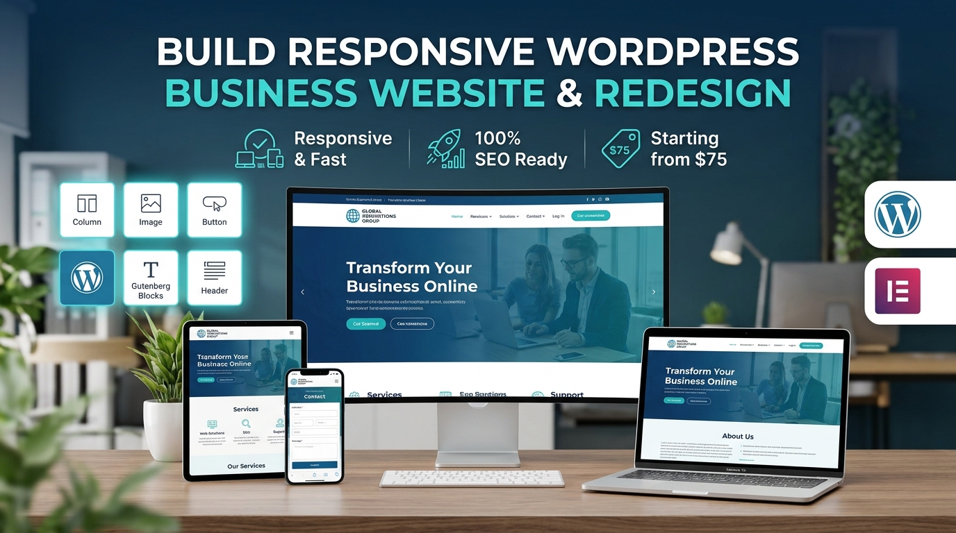 I will build a responsive WordPress business website or redesign your existing site